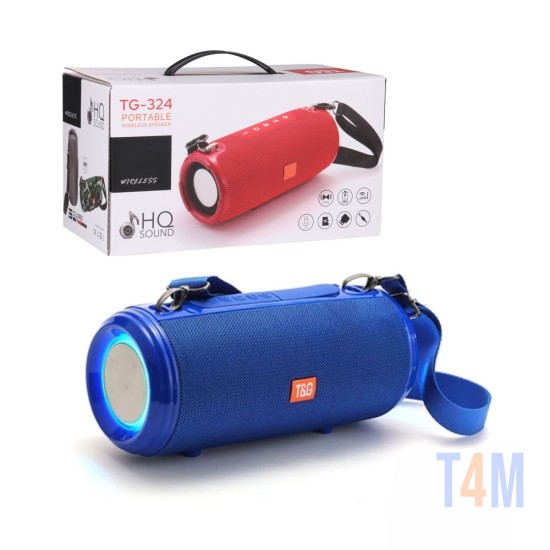 COLUNA DE SOM SEM FIO T&G TG-324 FM/AUX/USB AZUL